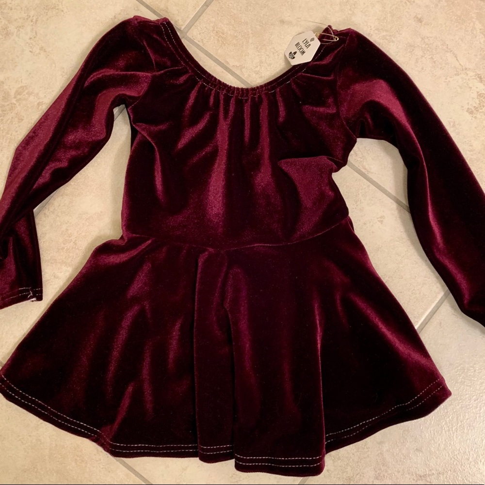 NWT Lyla Bloom burgundy velvet skirted leo